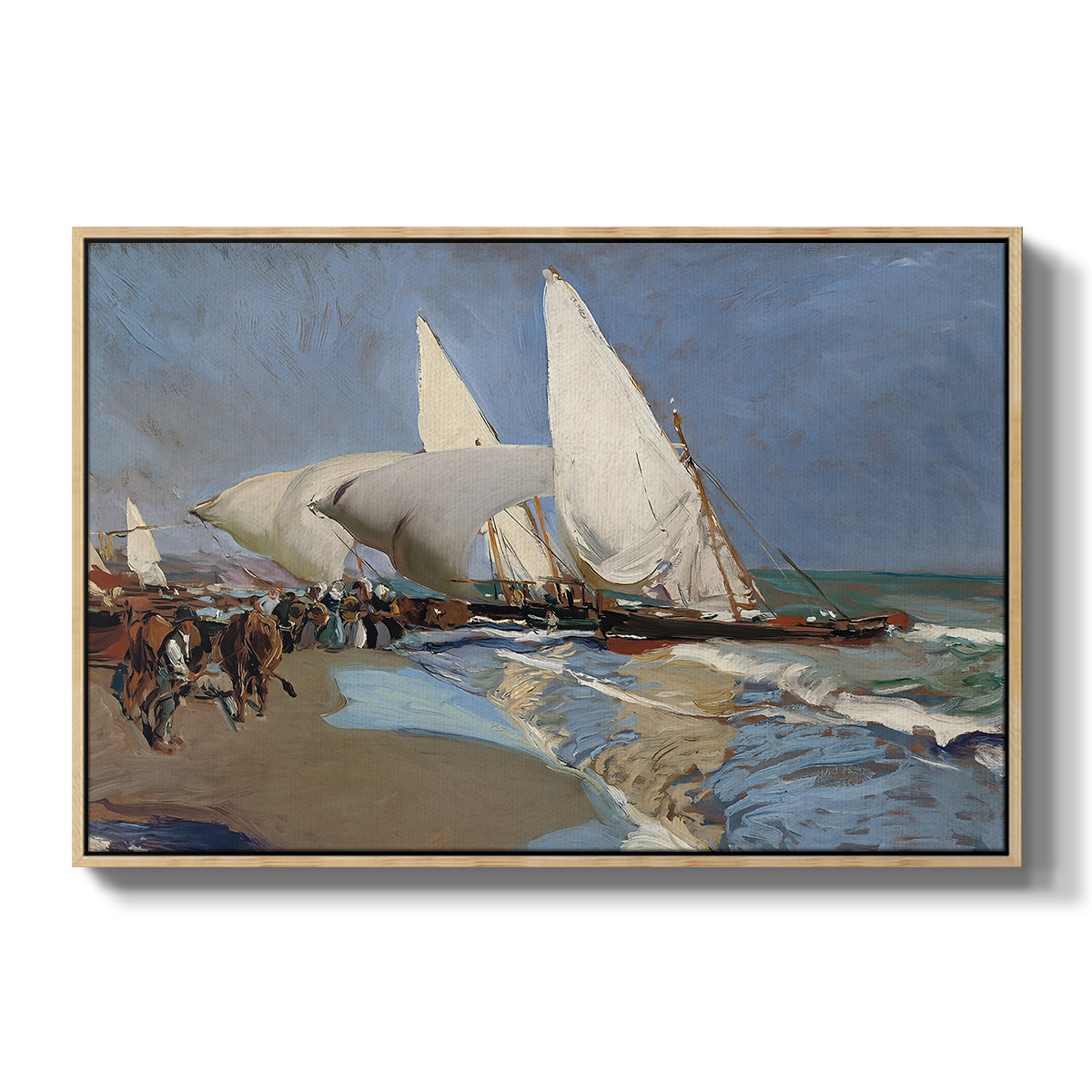 The Beach at Valencia, 1908 - Floater Framed Canvas Print