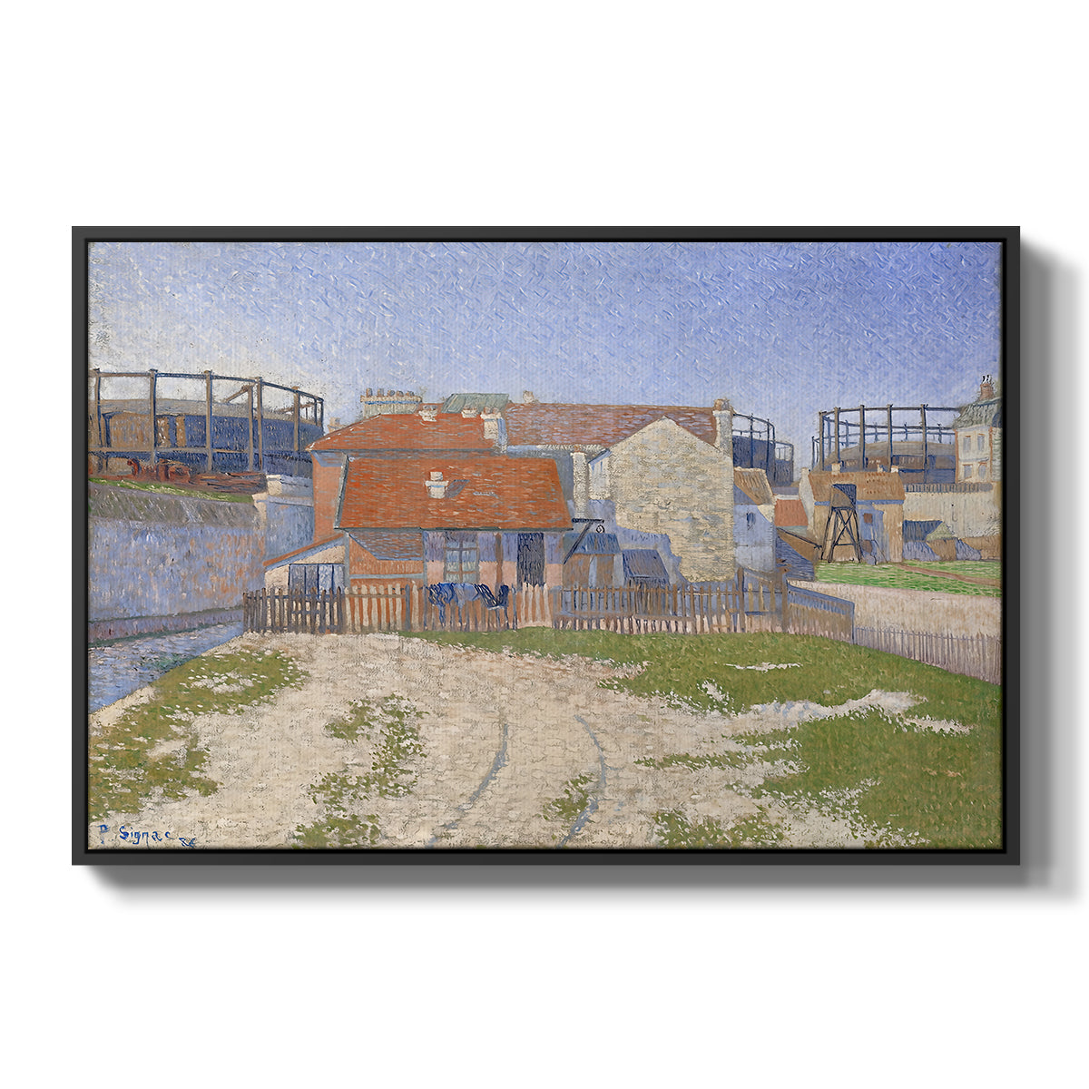 Gasometers at Clichy, 1886 - Floater Framed Canvas Print