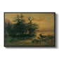 Wallowing Deer on the Shore of a Mountain Lake, c. 1850 - Floater Framed Canvas Print