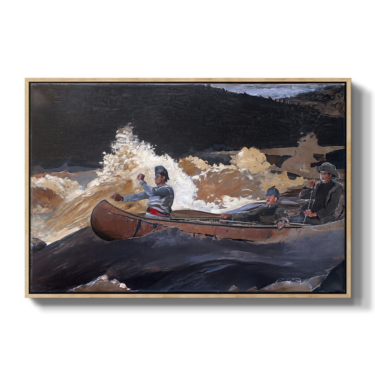 Shooting the Rapids, Saguenay River, 1905-1910 - Floater Framed Canvas Print