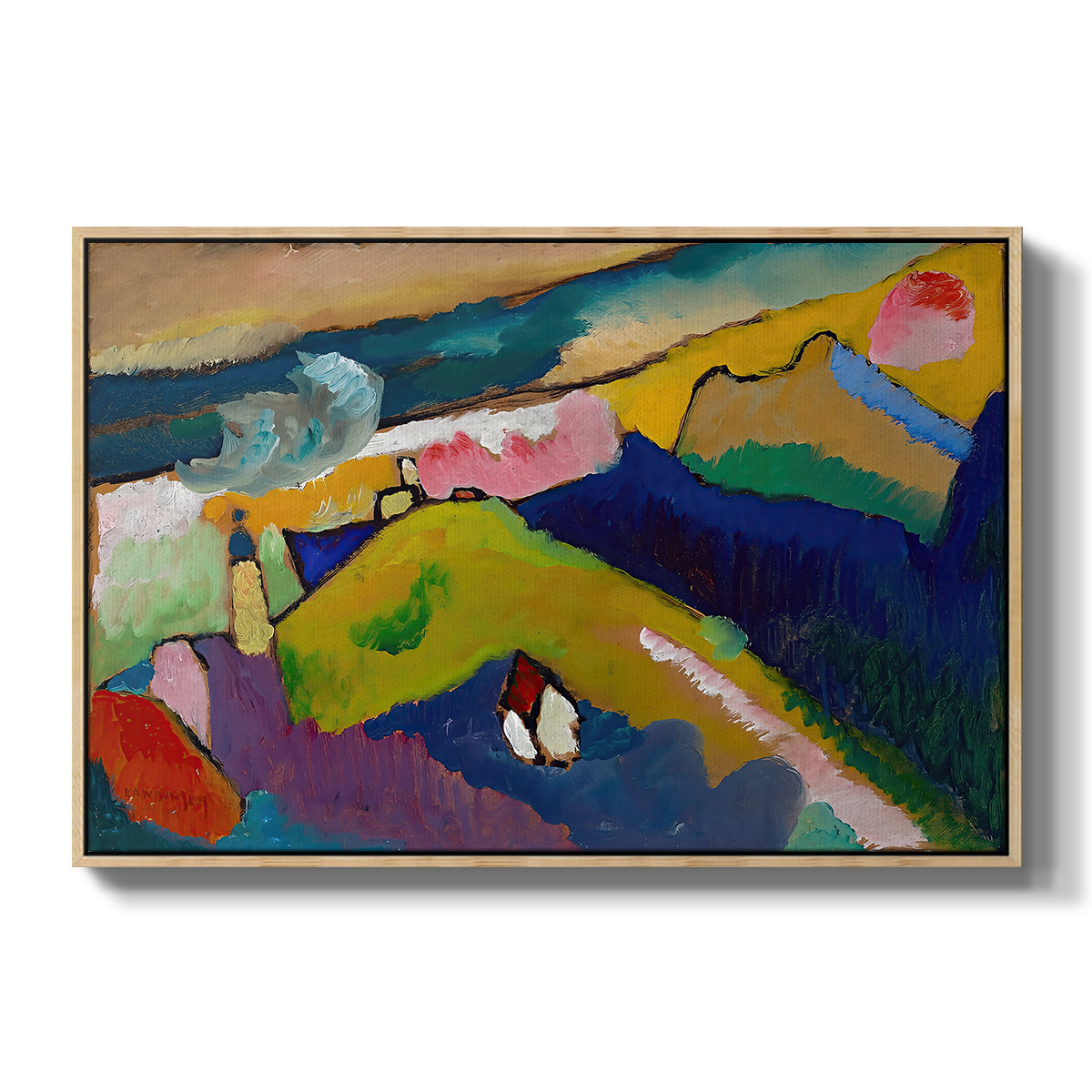 Murnau Mountain Landscape with Church, 1910 - Floater Framed Canvas Print