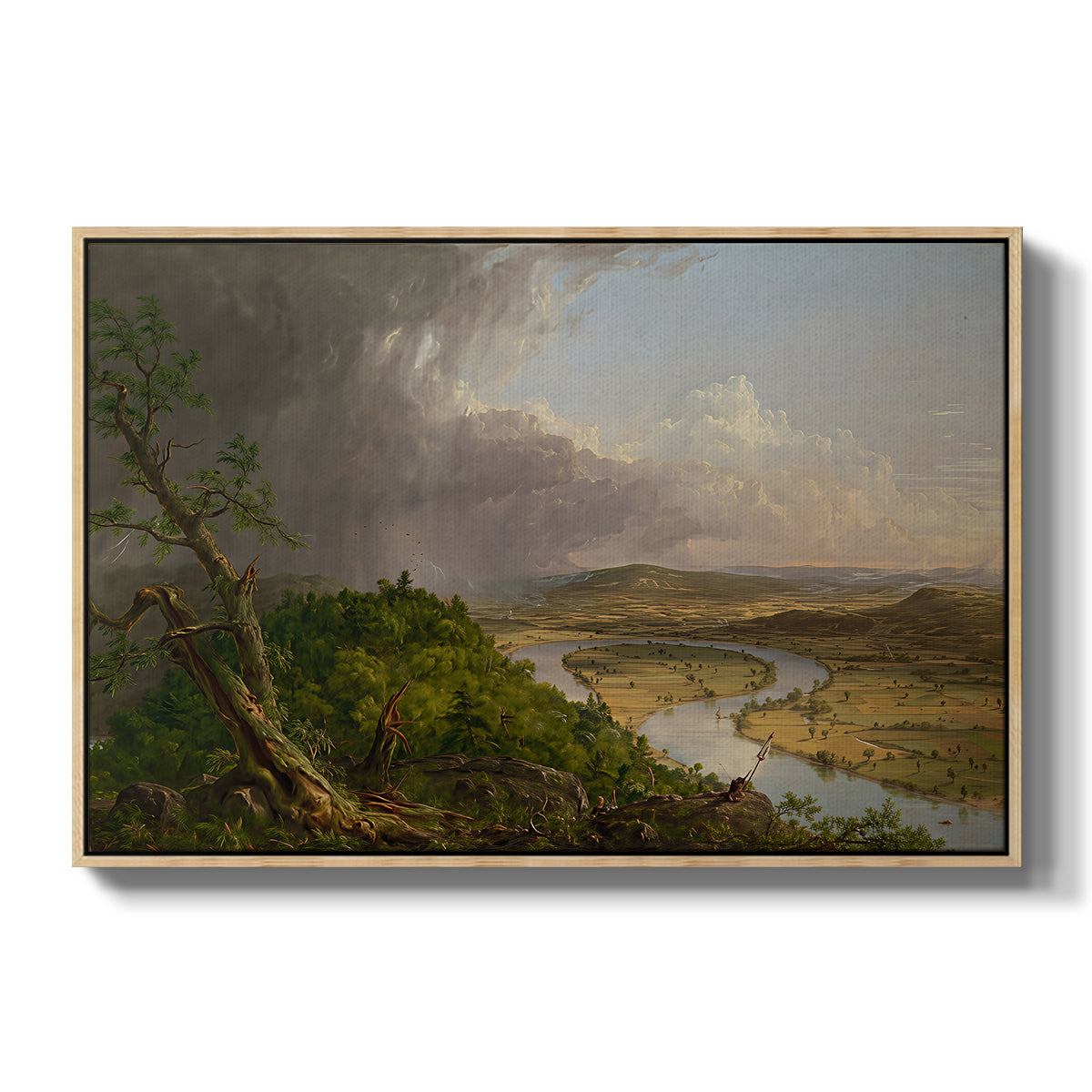 View from Mount Holyoke, Northampton, Massachusetts, after a Thunderstorm (Oxbow), 1836 - Floater Framed Canvas Print