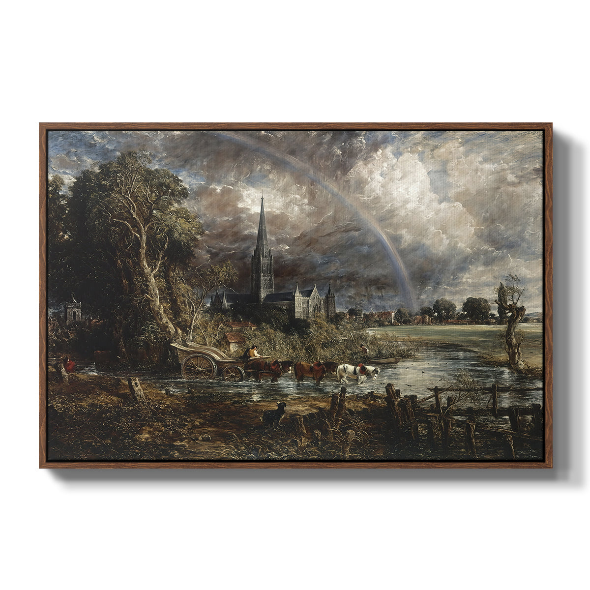 Salisbury Cathedral from the Meadows (Detail), 1831 - Floater Framed Canvas Print