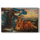 Canvas art print portraying a reclining female figure surrounded by symbolic elements in dreamlike setting, set against a white background