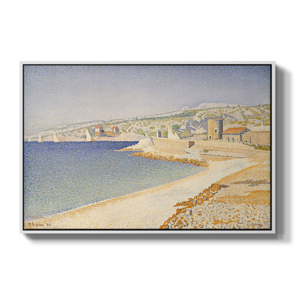 The Jetty at Cassis, Opus 198, 1889 - Floater Framed Canvas Print