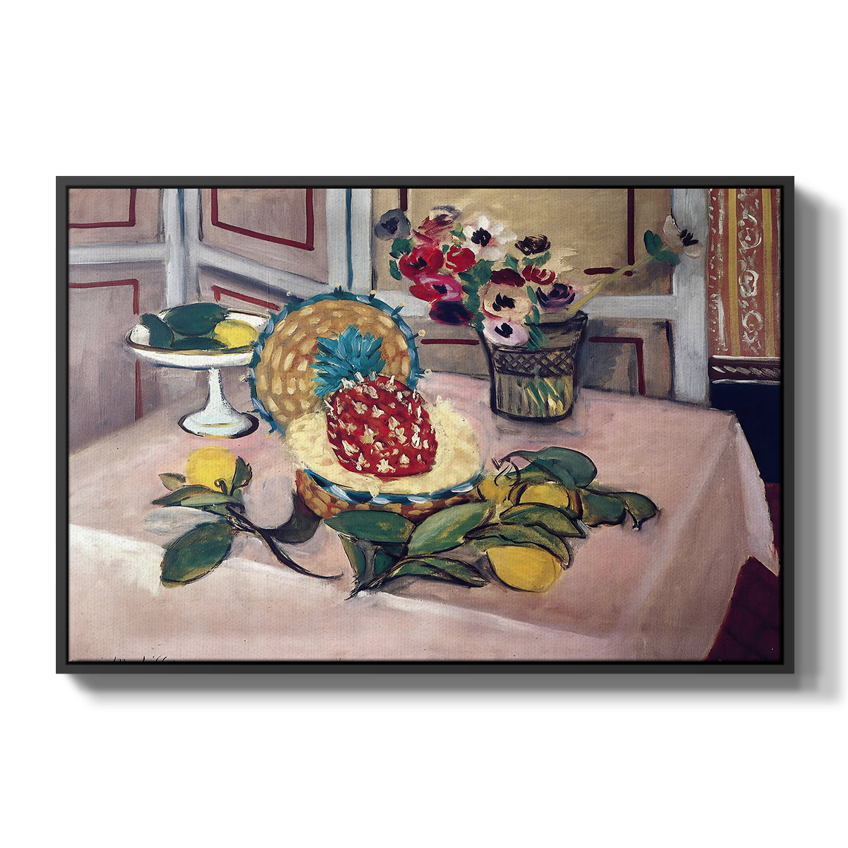 Still Life with Pineapple and Lemons, 1925 - Floater Framed Canvas Print