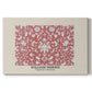 Canvas art print portraying a repeating floral pattern with dense arrangement of blossoms and leaves, set against a white background