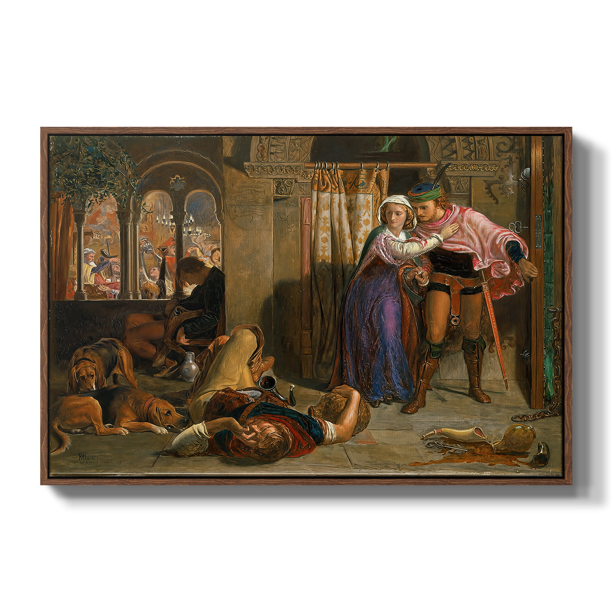 The Flight of Madeline and Porphyro, 1848 - Floater Framed Canvas Print