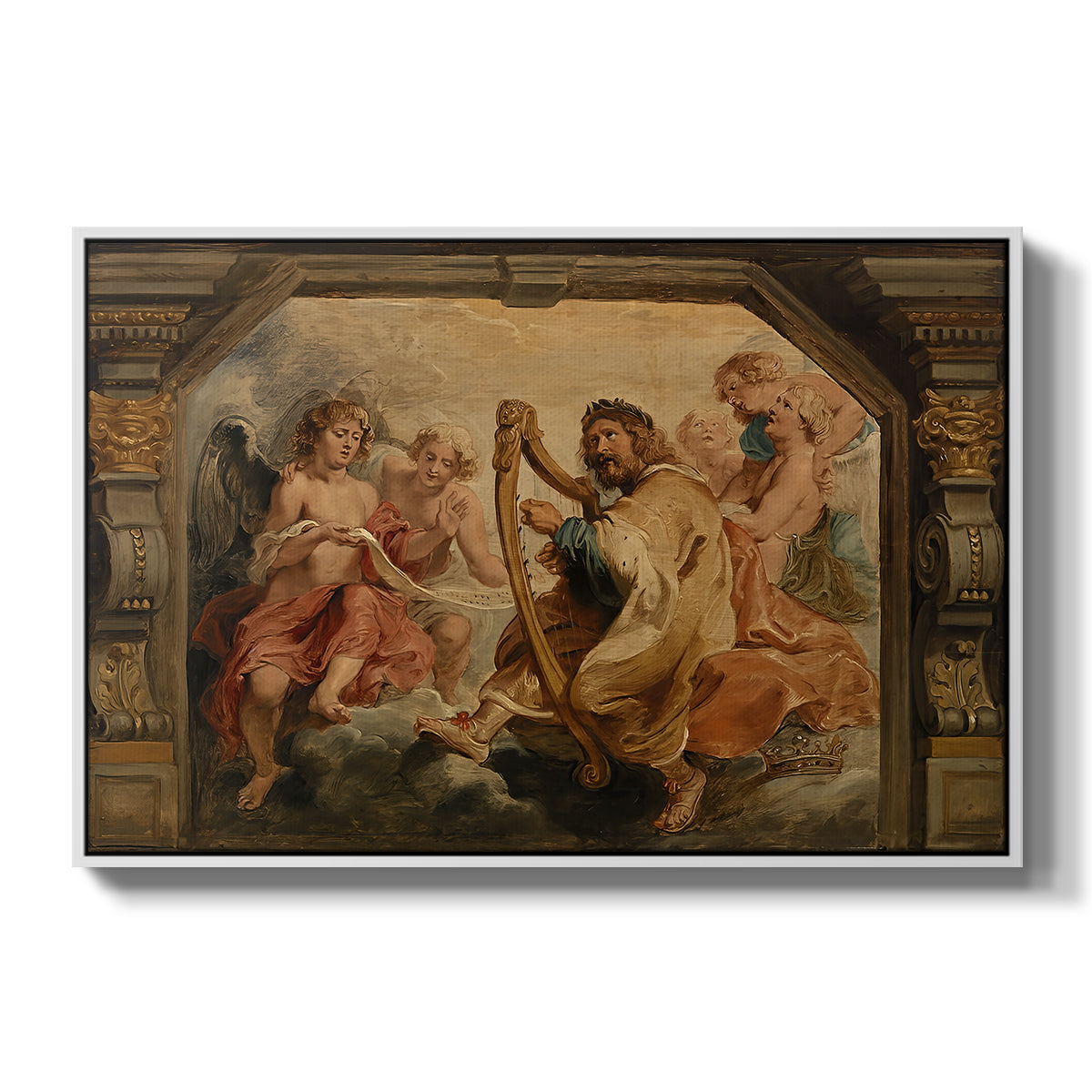 King David Playing the Harp, c. 1627-1628 - Floater Framed Canvas Print