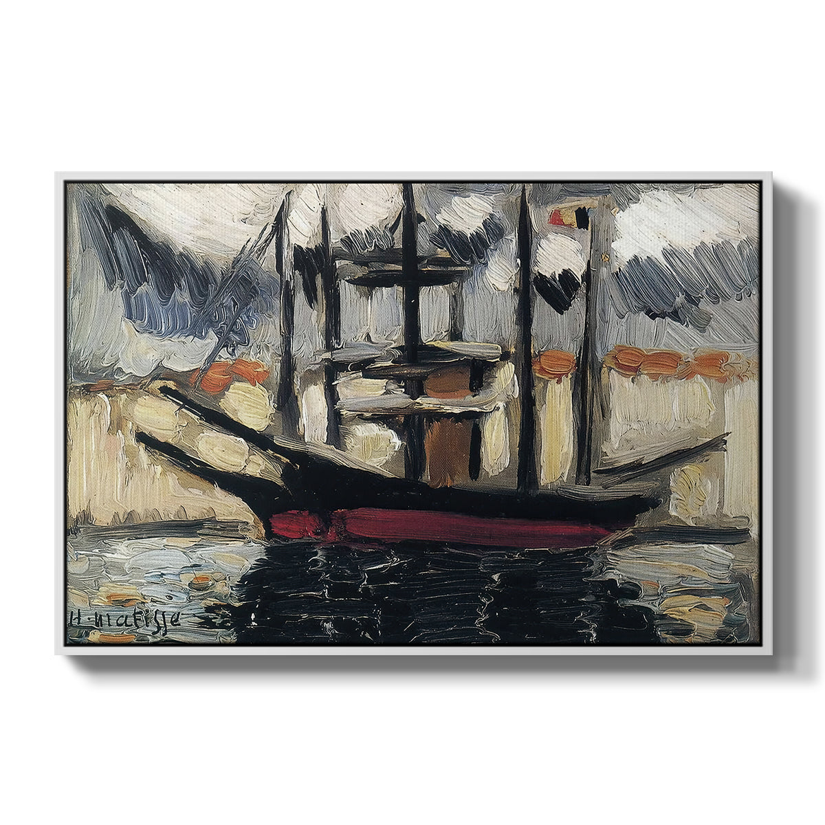 Two Boats Side by Side, Port of Marseilles, c. 1916 - Floater Framed Canvas Print