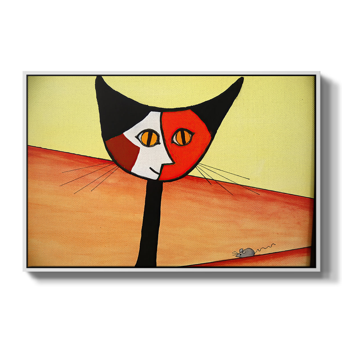 Picasso's Cat–El Gato - Floater Framed Canvas Print