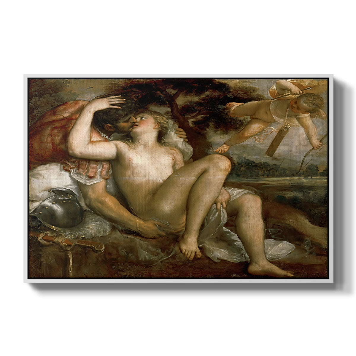 Mars, Venus and Cupid, c. 1530 - Floater Framed Canvas Print