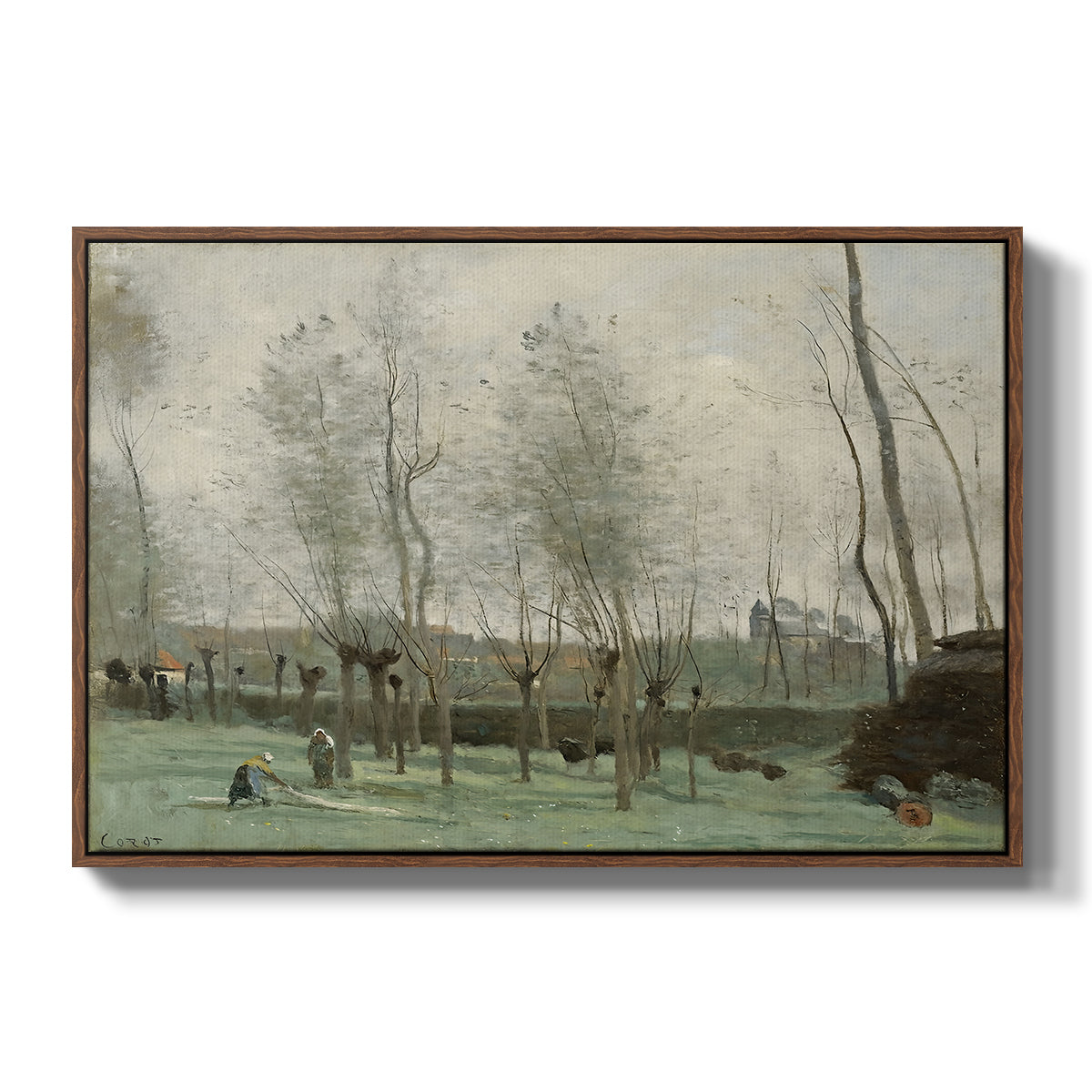 Washerwomen in a Willow Grove, c. 1871 - Floater Framed Canvas Print