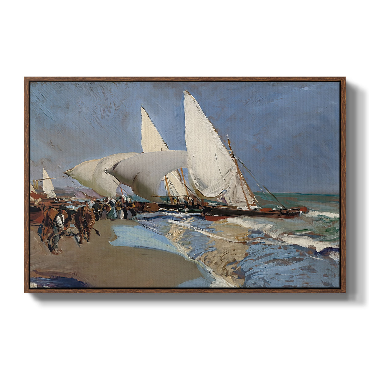 The Beach at Valencia, 1908 - Floater Framed Canvas Print