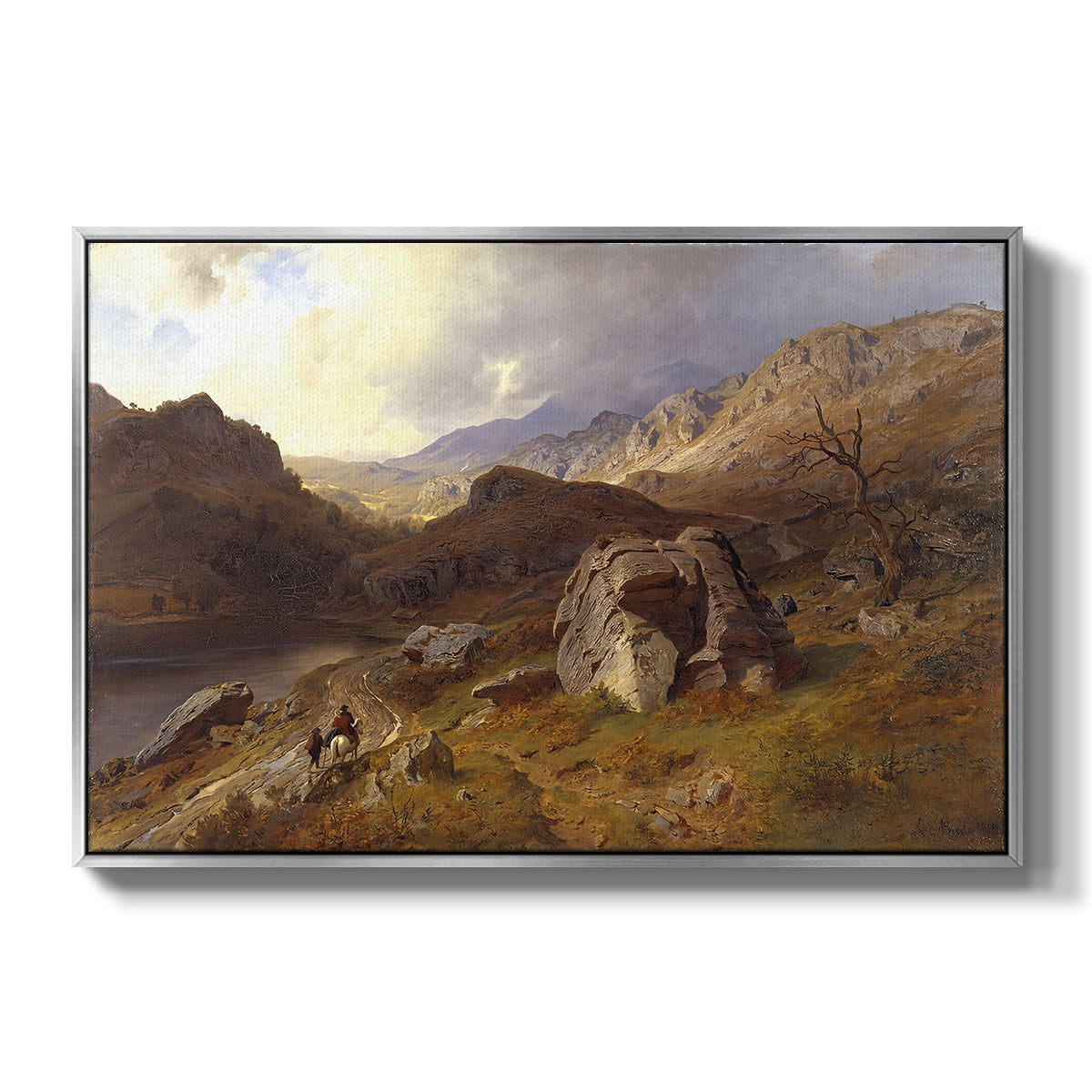 Lledr Valley in Wales, 1864 - Floater Framed Canvas Print