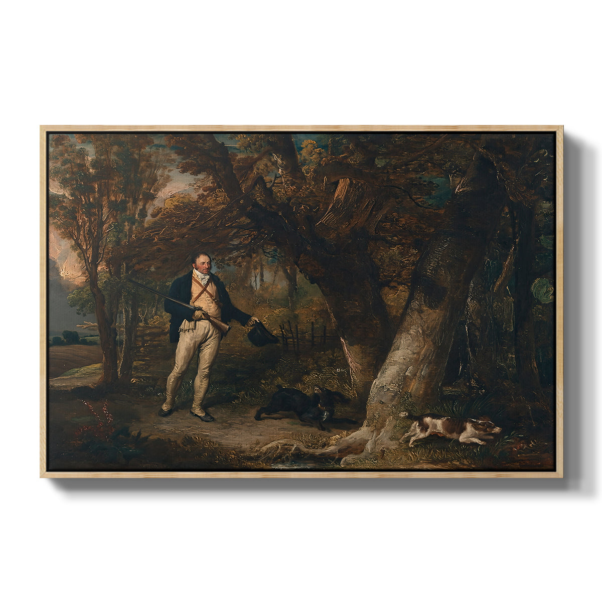 The Reverend Thomas Levett and Favourite Dogs, Cock-Shooting, 1811 - Floater Framed Canvas Print
