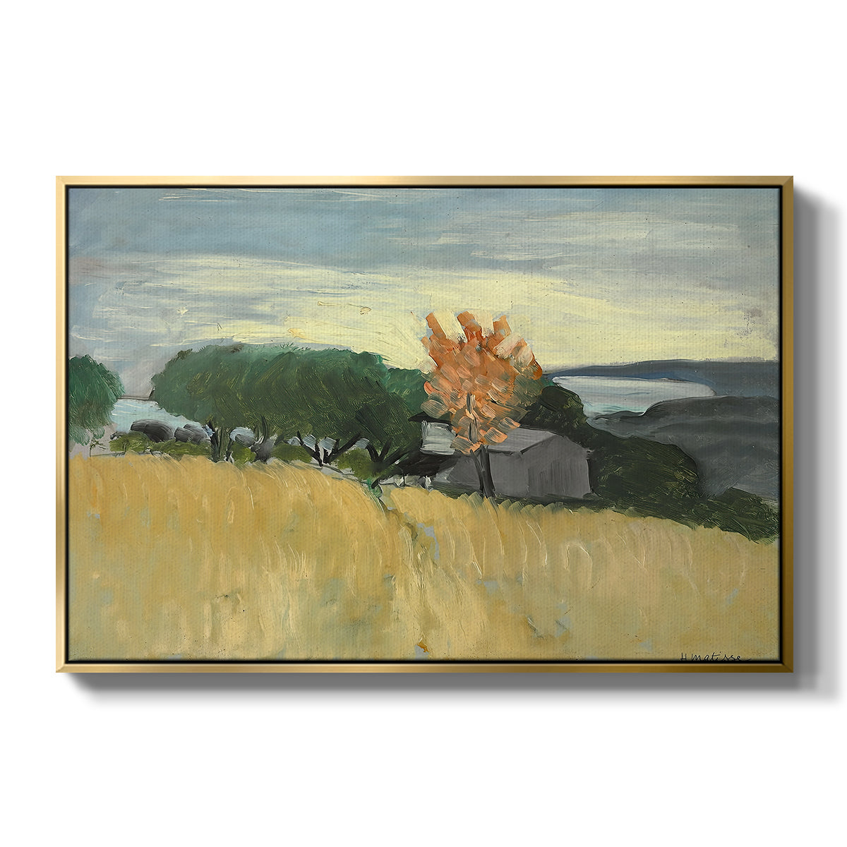 Fields of Wheat in Cagnes, 1918 - Floater Framed Canvas Print