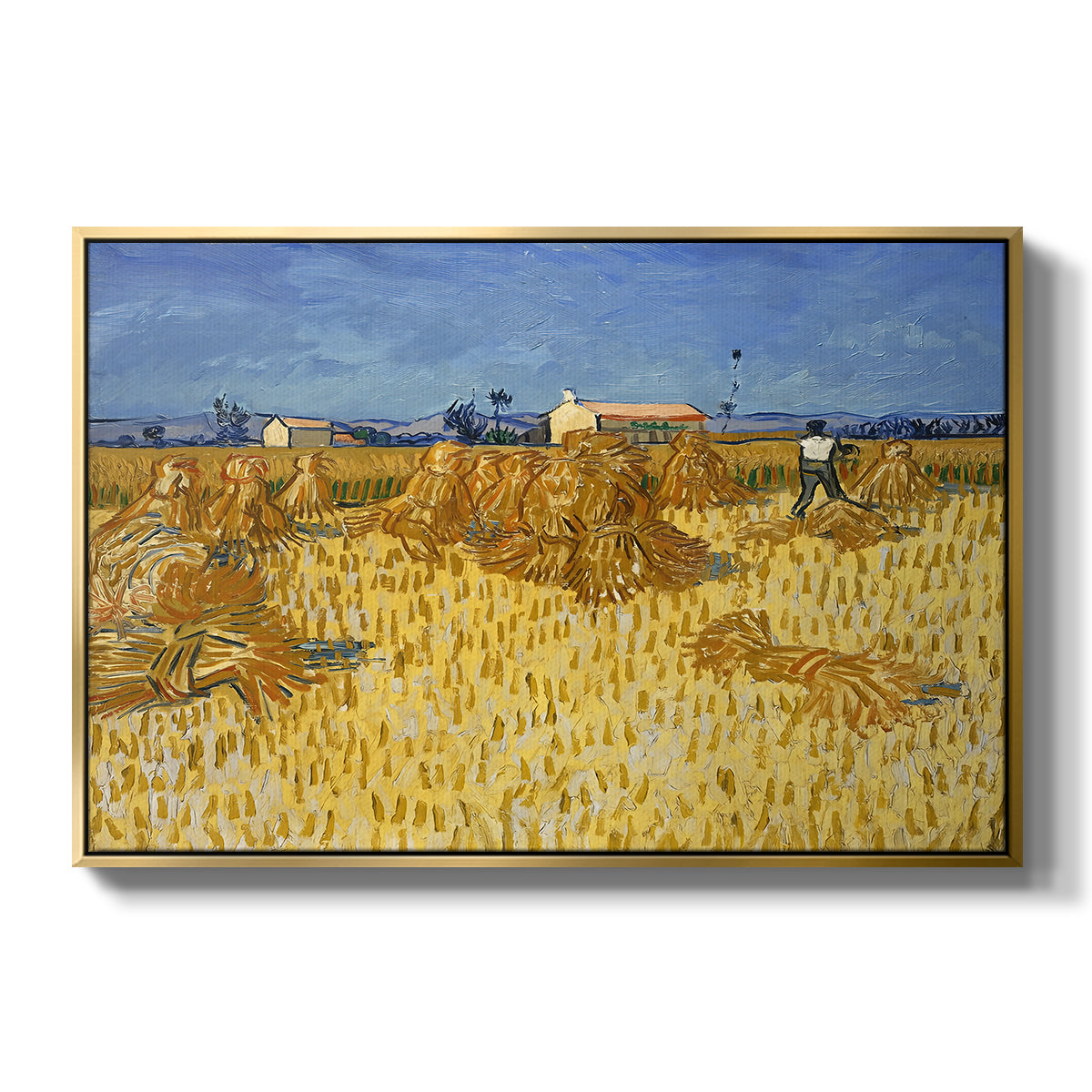 Wheat Field with Sheaves (Harvest in Provence), 1888 - Floater Framed Canvas Print