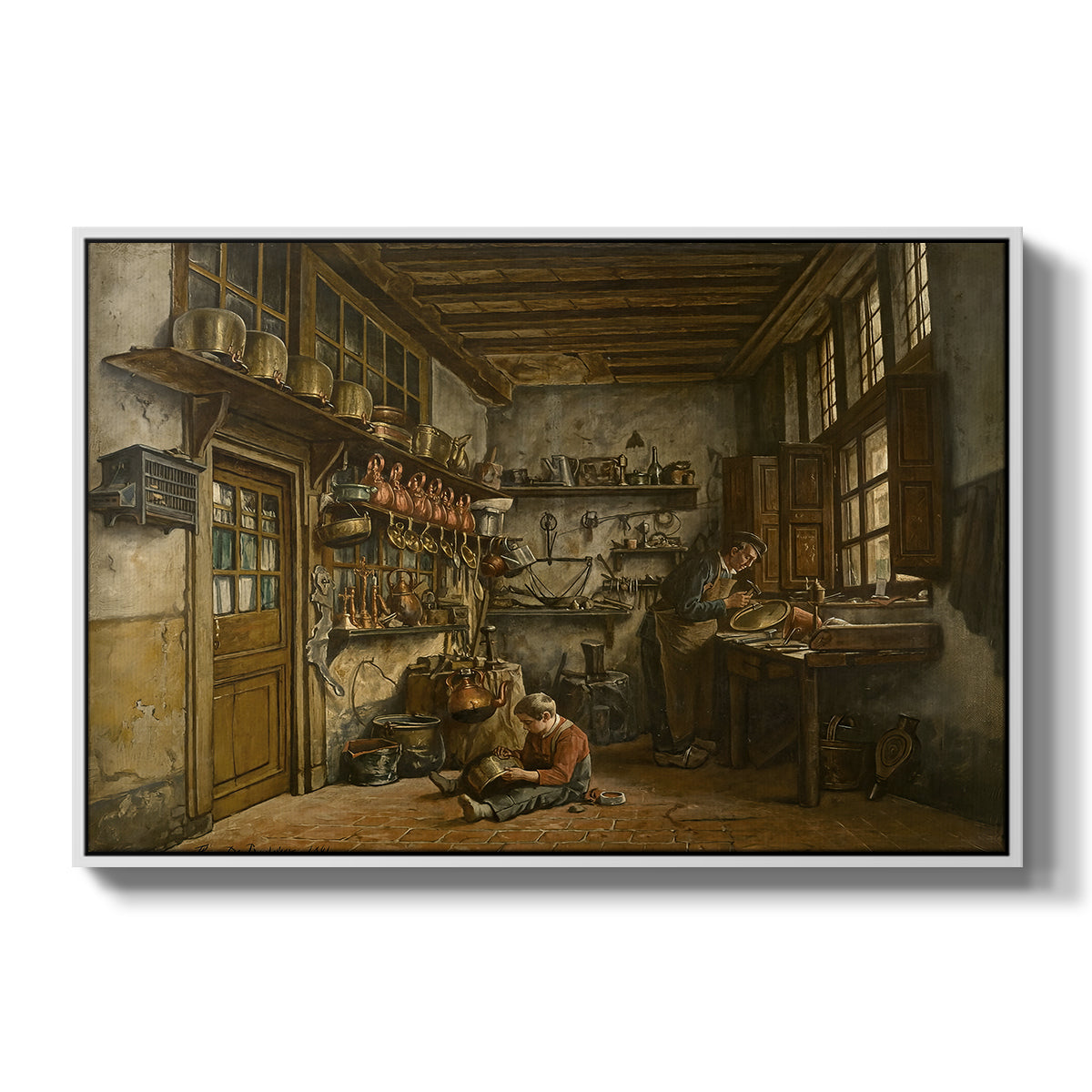 The Tinker, 1861 - Floater Framed Canvas Print