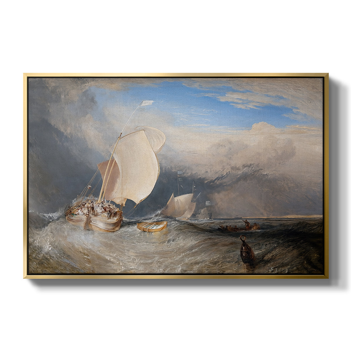 Fishing Boats with Hucksters Bargaining for Fish, 1837-1838 - Floater Framed Canvas Print