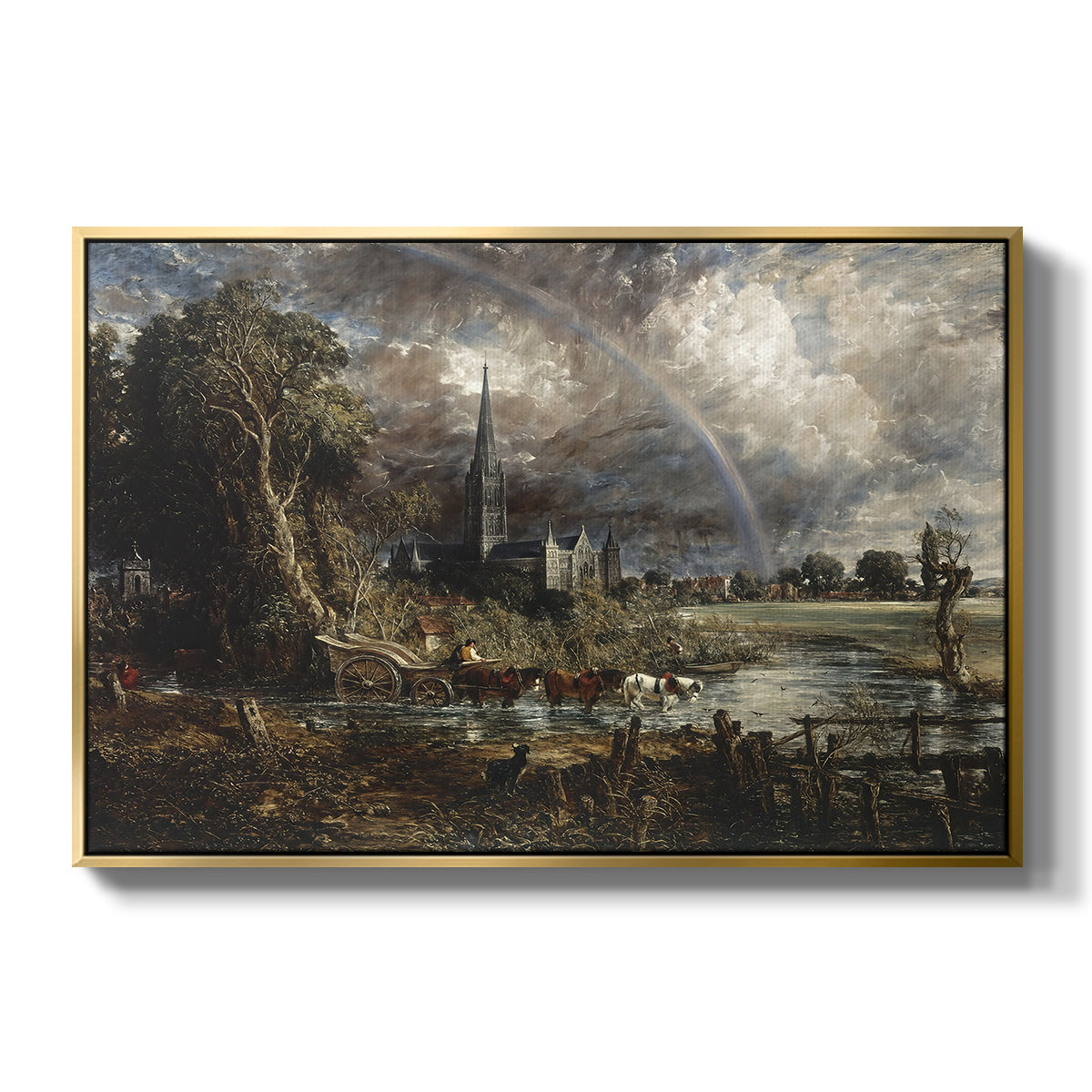 Salisbury Cathedral from the Meadows (Detail), 1831 - Floater Framed Canvas Print