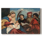 Canvas art print portraying a group of holy figures gathered around Madonna and child in colorful composition, set against a white background