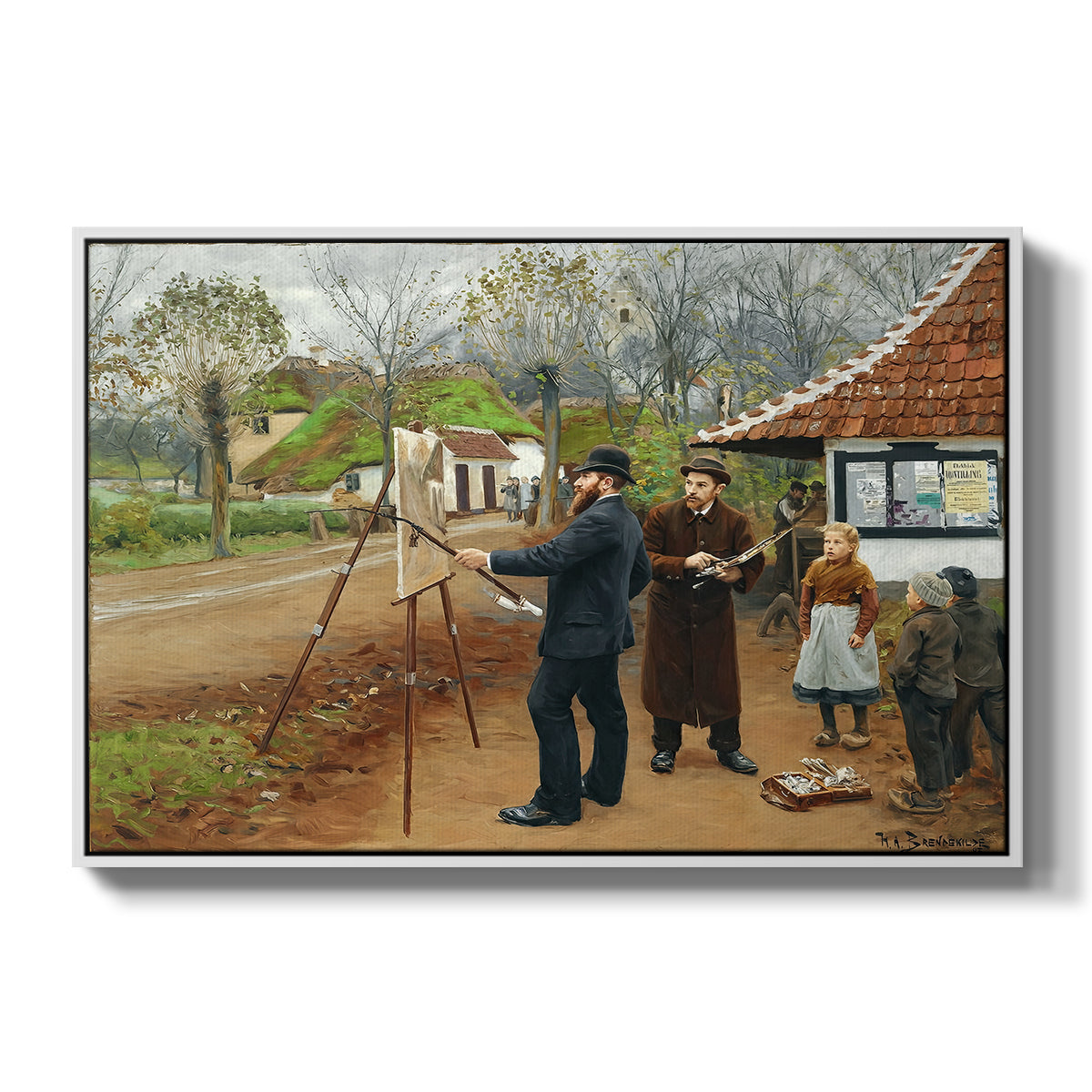 L. A. Ring Painting near Aasum Smithy, 1893 - Floater Framed Canvas Print