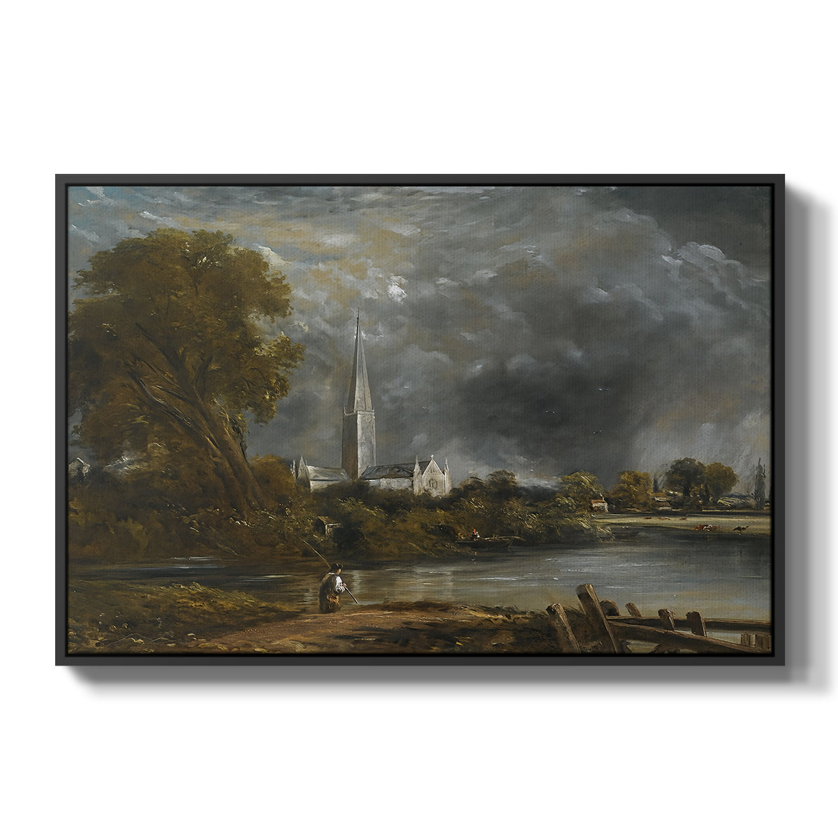 Salisbury Cathedral from the Meadows, c. 1831 - Floater Framed Canvas Print