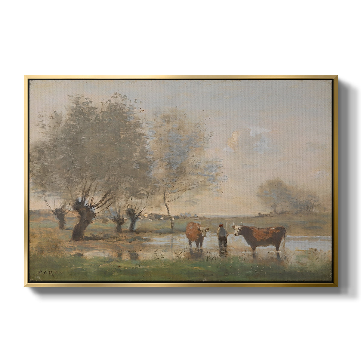 Cows in a Marshy Landscape, c. 1873-1874 - Floater Framed Canvas Print
