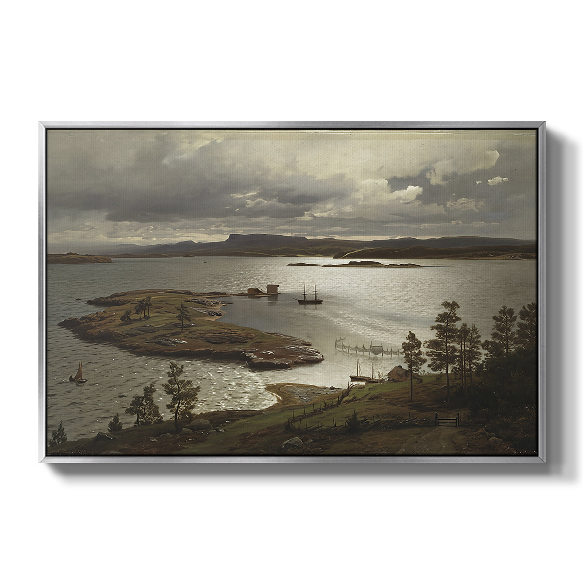 The Fjord at Sandviken (Sandviksfjorden), 1879 - Floater Framed Canvas Print