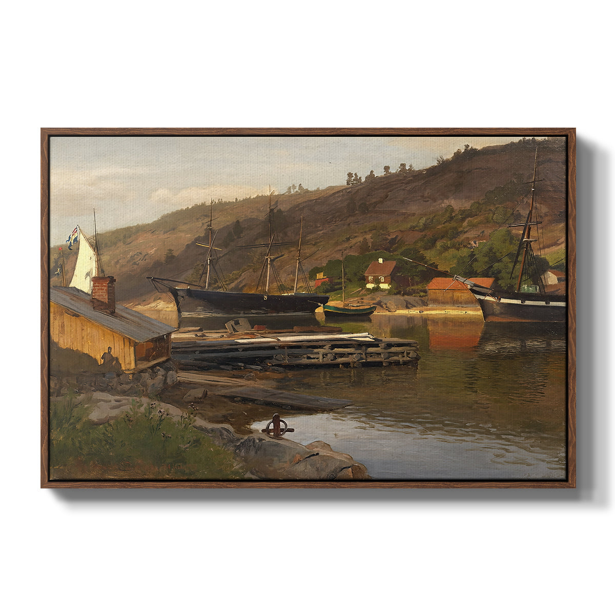 Landingsbrygge Husvik, Drøbak, 1875 - Floater Framed Canvas Print