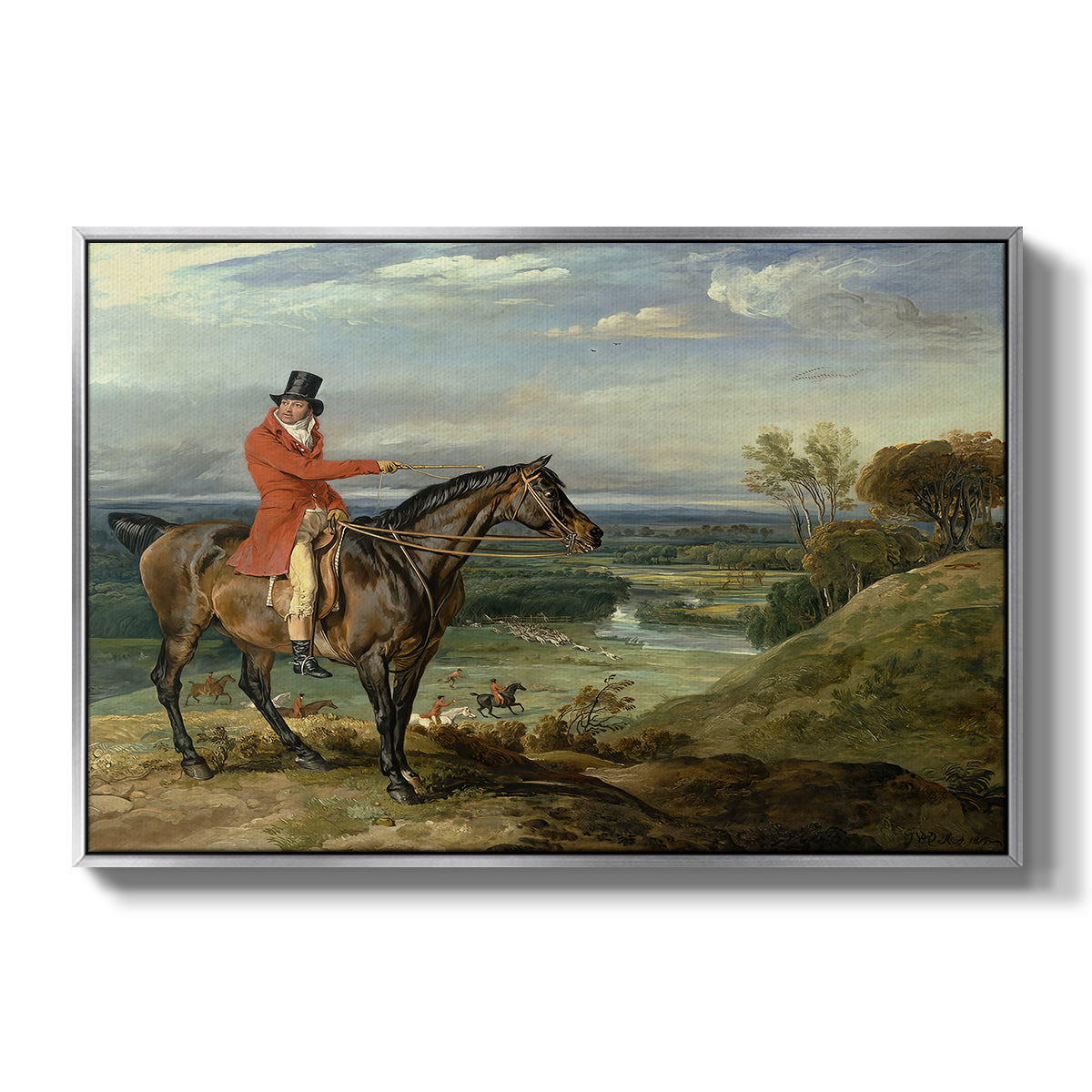 John Levett Hunting at Wychnor, Staffordshire, 1818 - Floater Framed Canvas Print