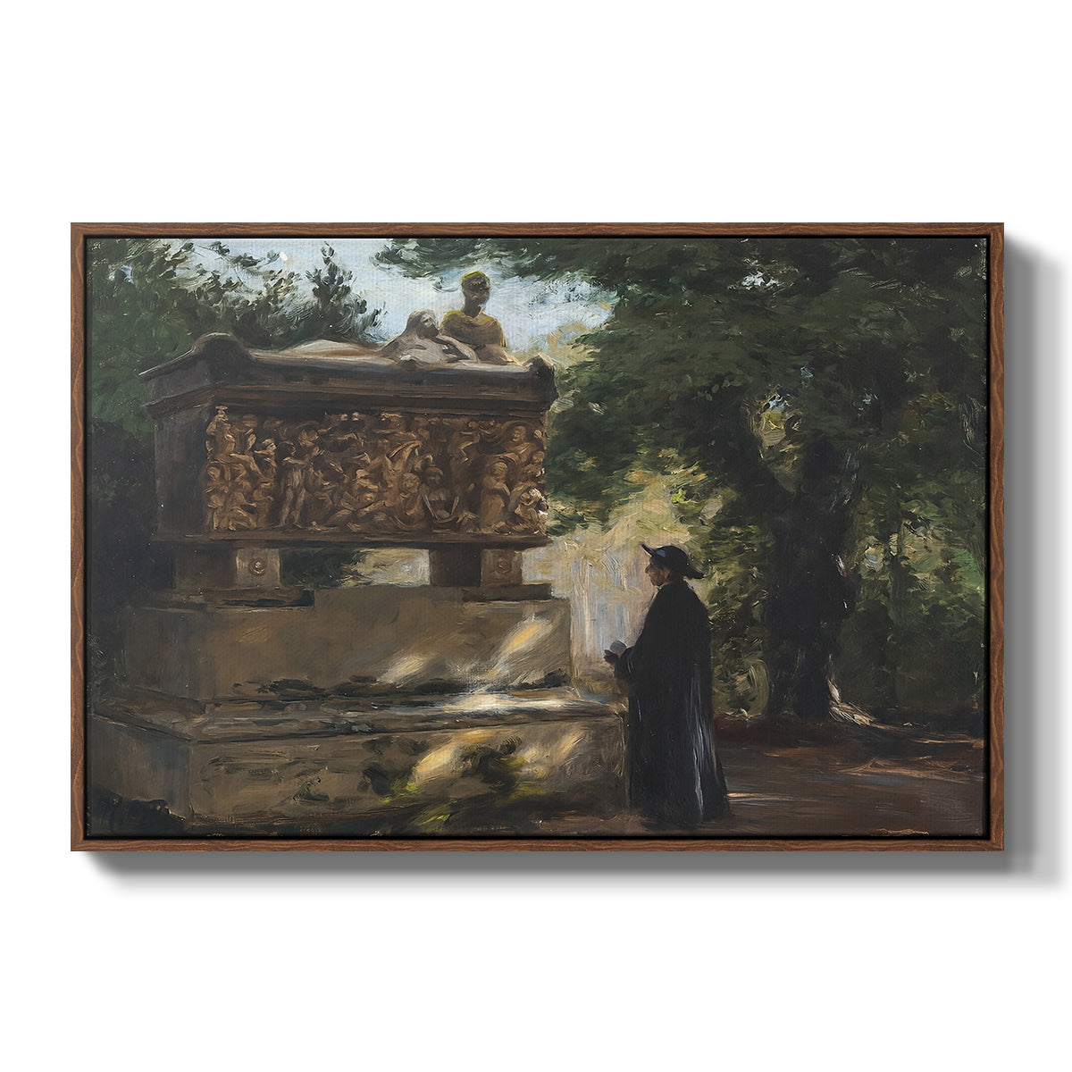 A Catholic Priest in Front of a Sarcophagus, c. 1857 - Floater Framed Canvas Print