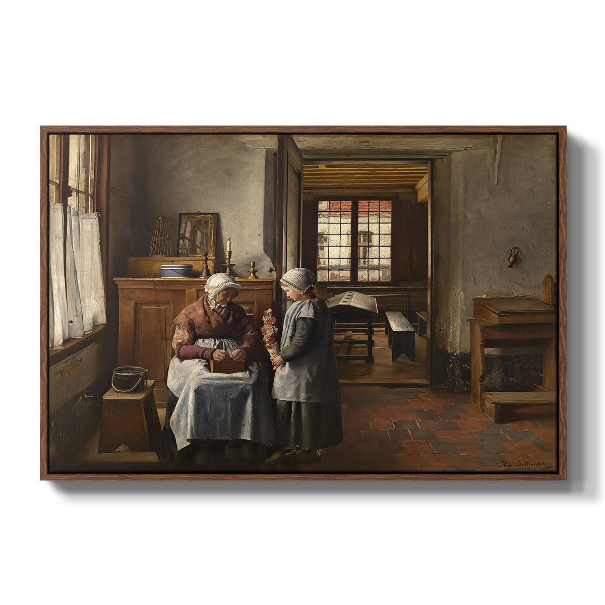 Grandmother's Feast, 1873 - Floater Framed Canvas Print