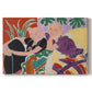 Canvas art print portraying two figures in a vivid interior engaged in conversation, set against a white background