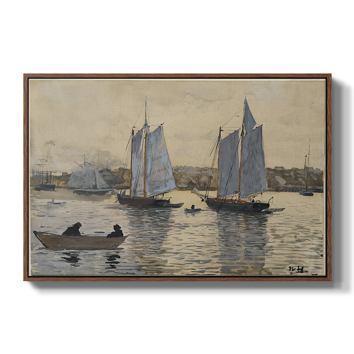 Two Schooners, Gloucester, c. 1880 - Floater Framed Canvas Print