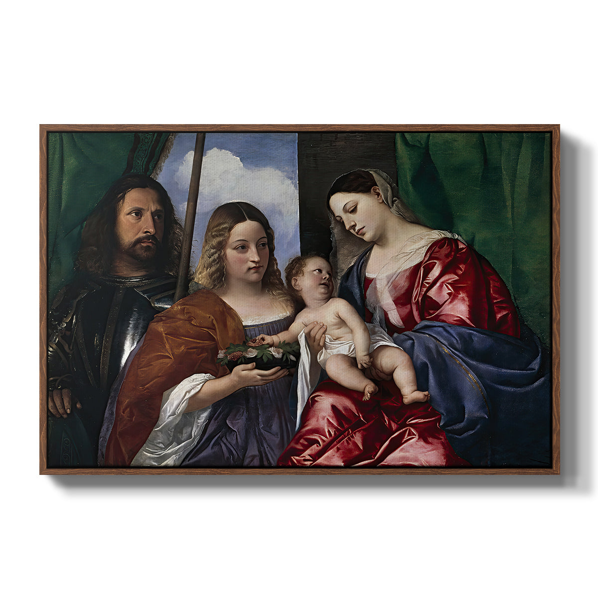 Madonna and Child with Saints Dorothy and George, c. 1516 - Floater Framed Canvas Print