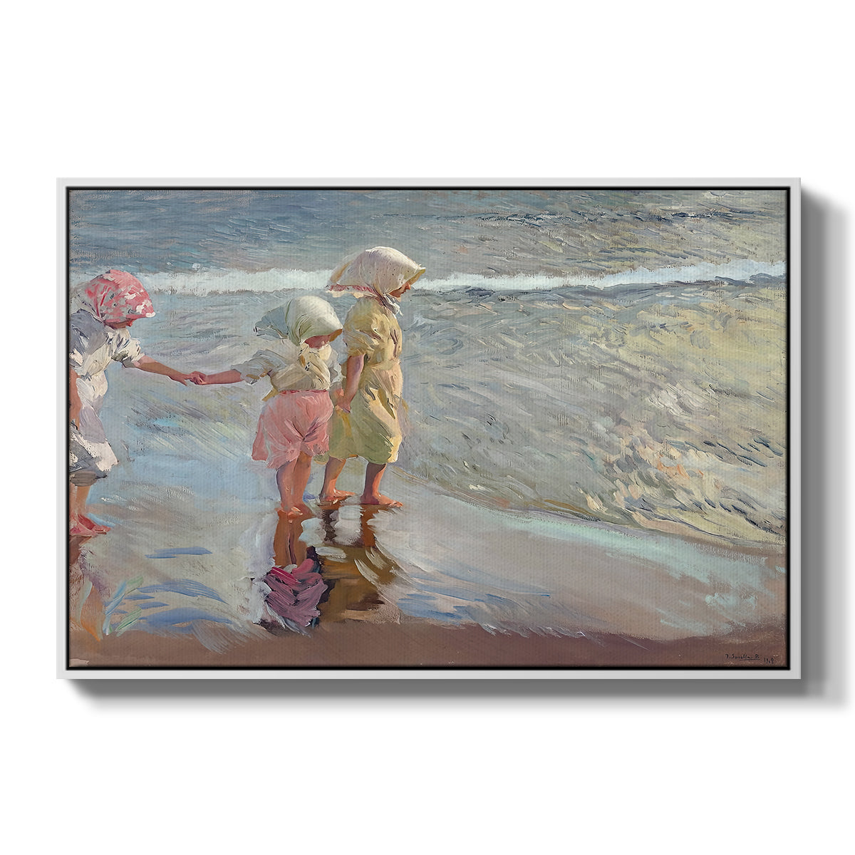 The Three Sisters on the Beach, 1908 - Floater Framed Canvas Print