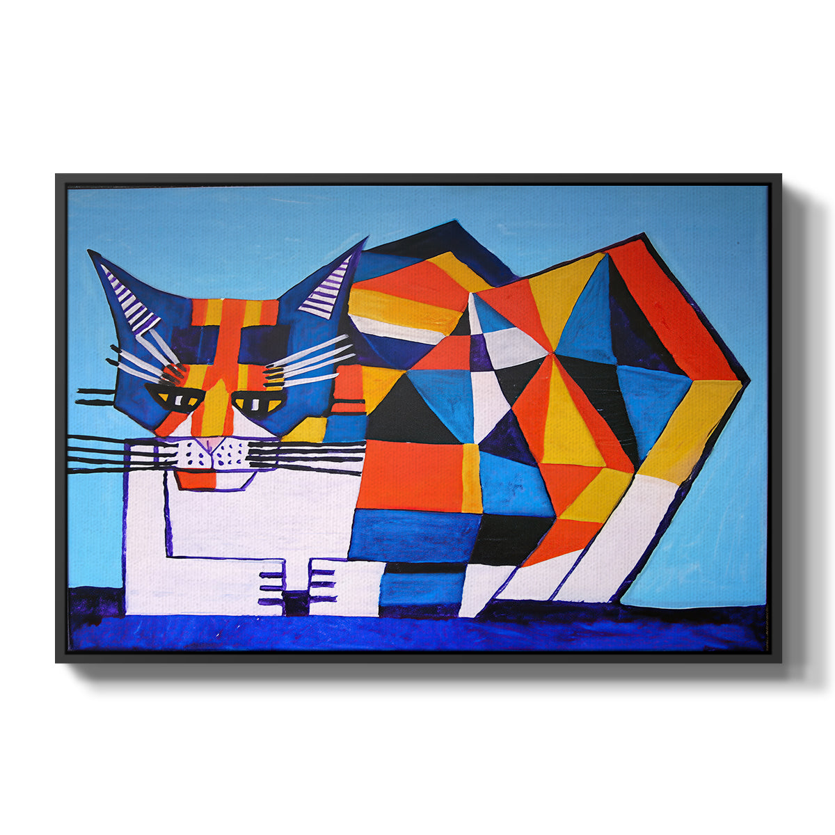 Cassie Thinking about Cubism - Floater Framed Canvas Print