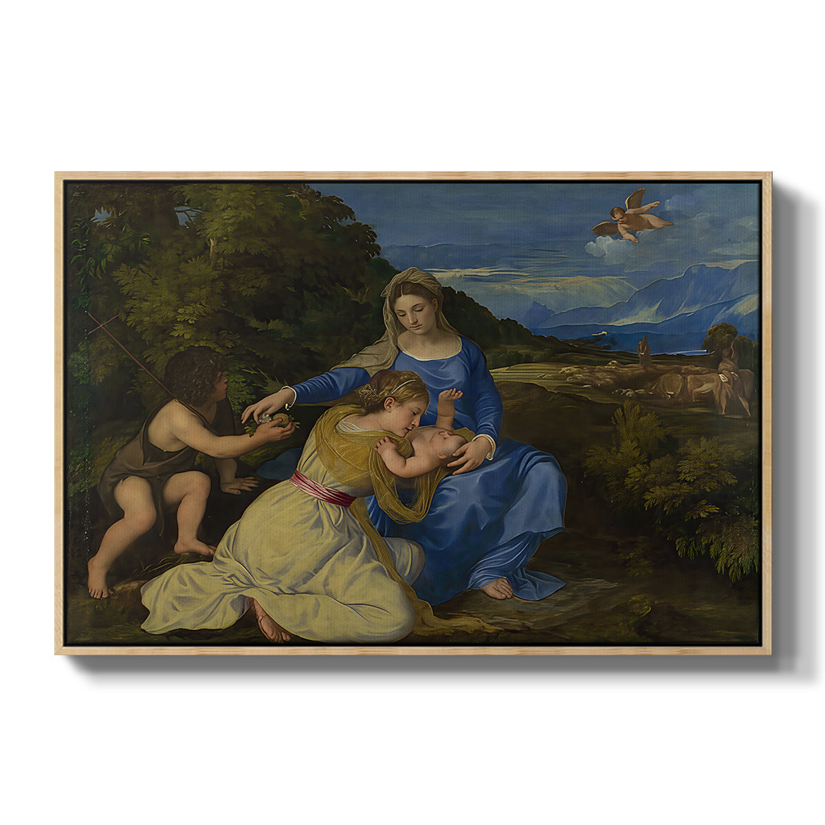 The Aldobrandini Madonna, 1532 - Floater Framed Canvas Print