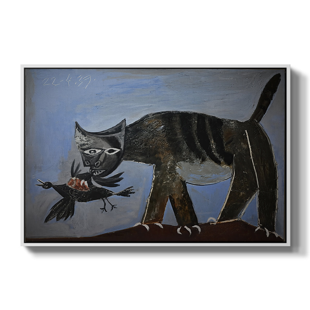 Cat Catching a Bird, 1939 - Floater Framed Canvas Print
