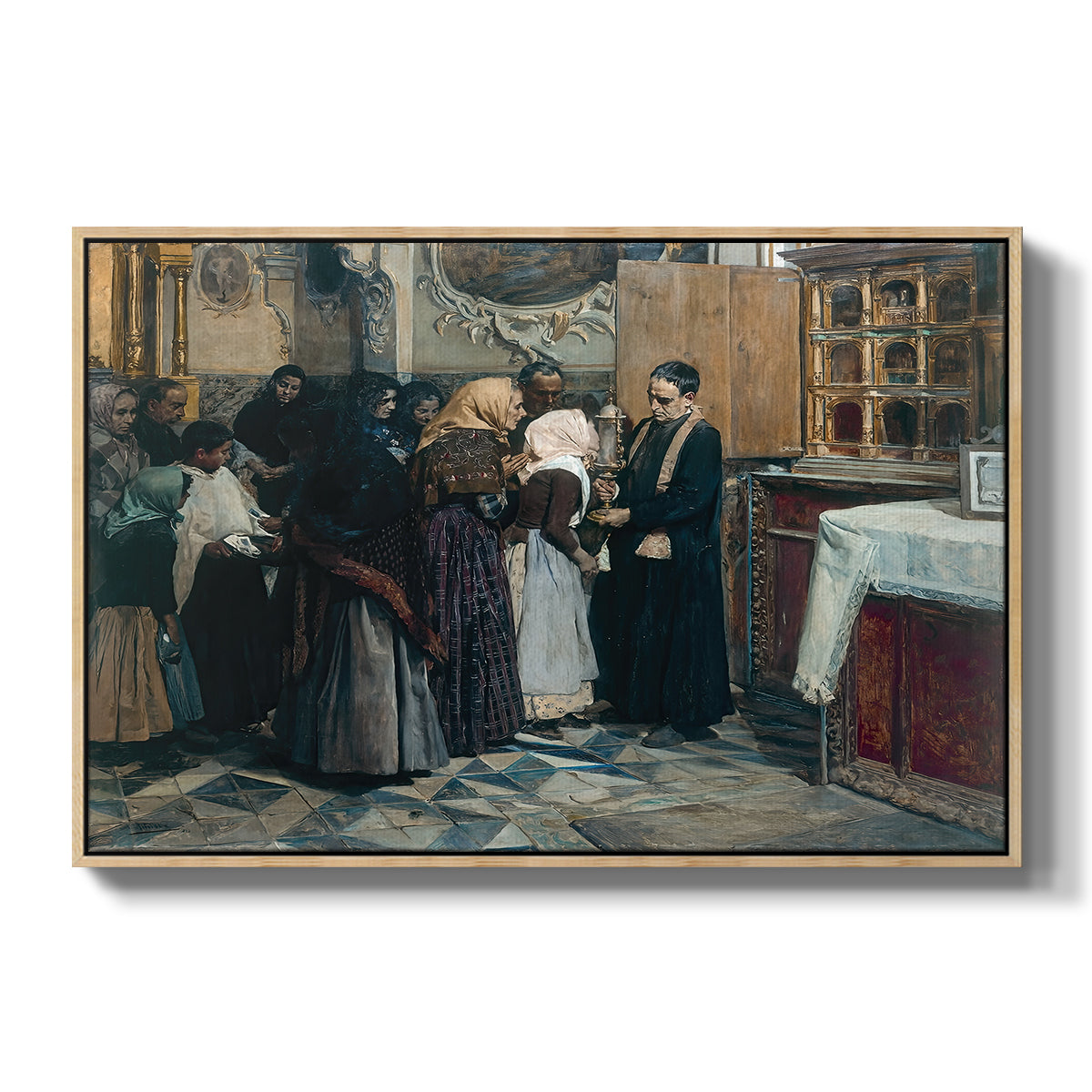 Kissing the Relic, 1893 - Floater Framed Canvas Print