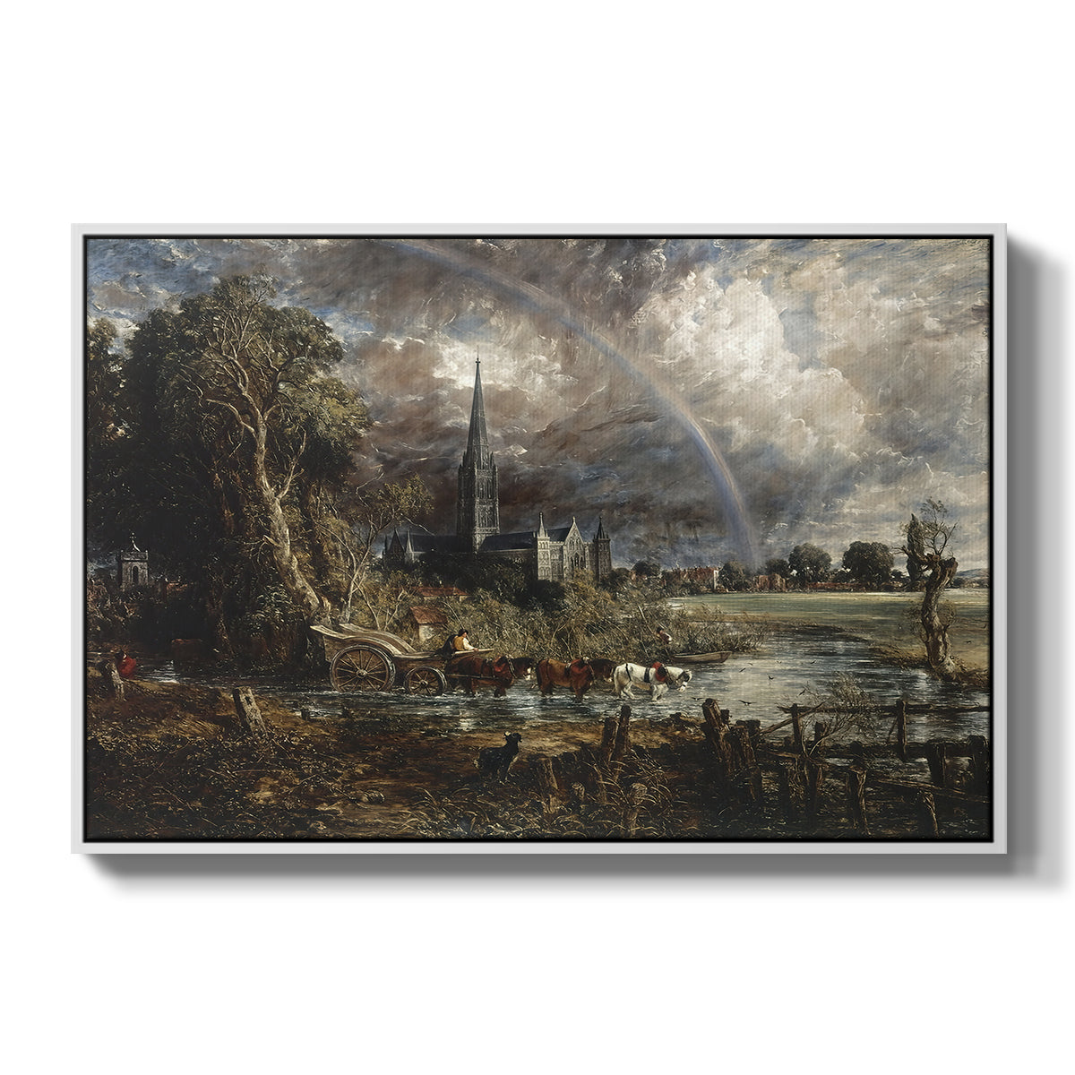 Salisbury Cathedral from the Meadows (Detail), 1831 - Floater Framed Canvas Print