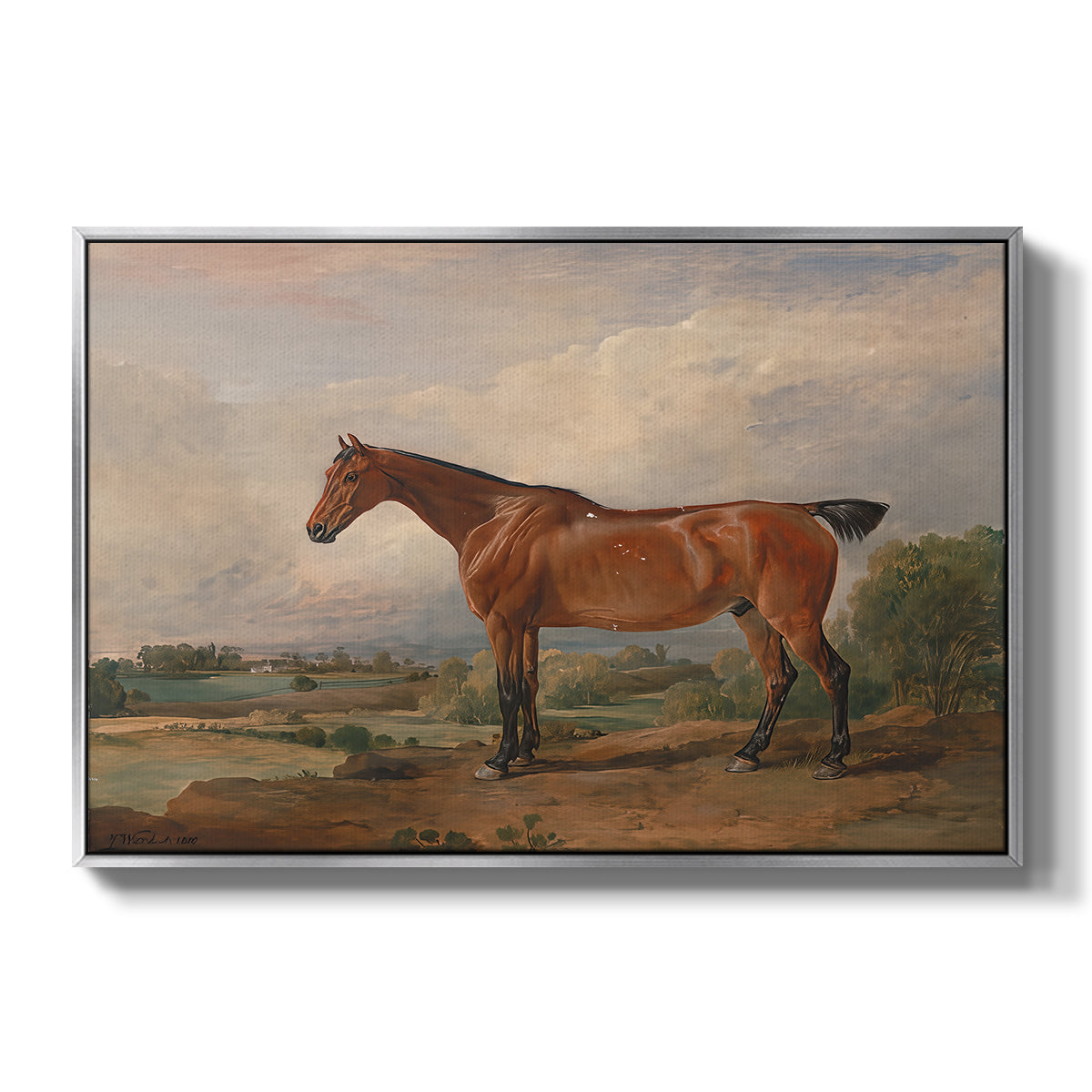 A Hunter in a Landscape, c. 1810 - Floater Framed Canvas Print