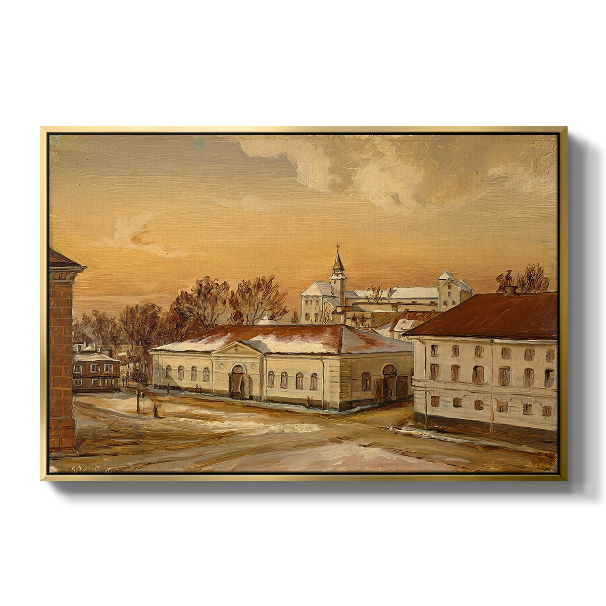 The Riding School at Akershus Castle, 1846 - Floater Framed Canvas Print