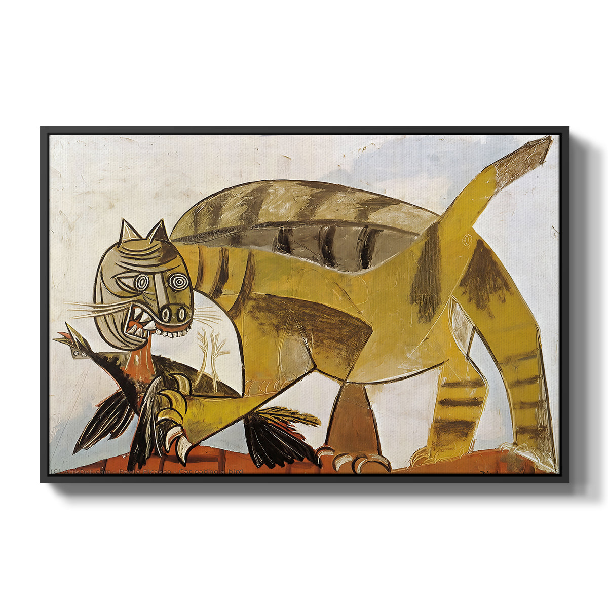 Cat Eating a Bird, 1939 - Floater Framed Canvas Print