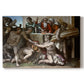 Canvas art print portraying a group of figures around altar performing sacrificial ritual, set against a white background