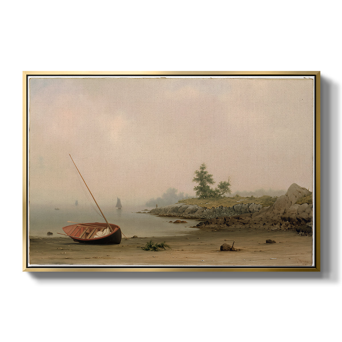 The Stranded Boat, 1863 - Floater Framed Canvas Print