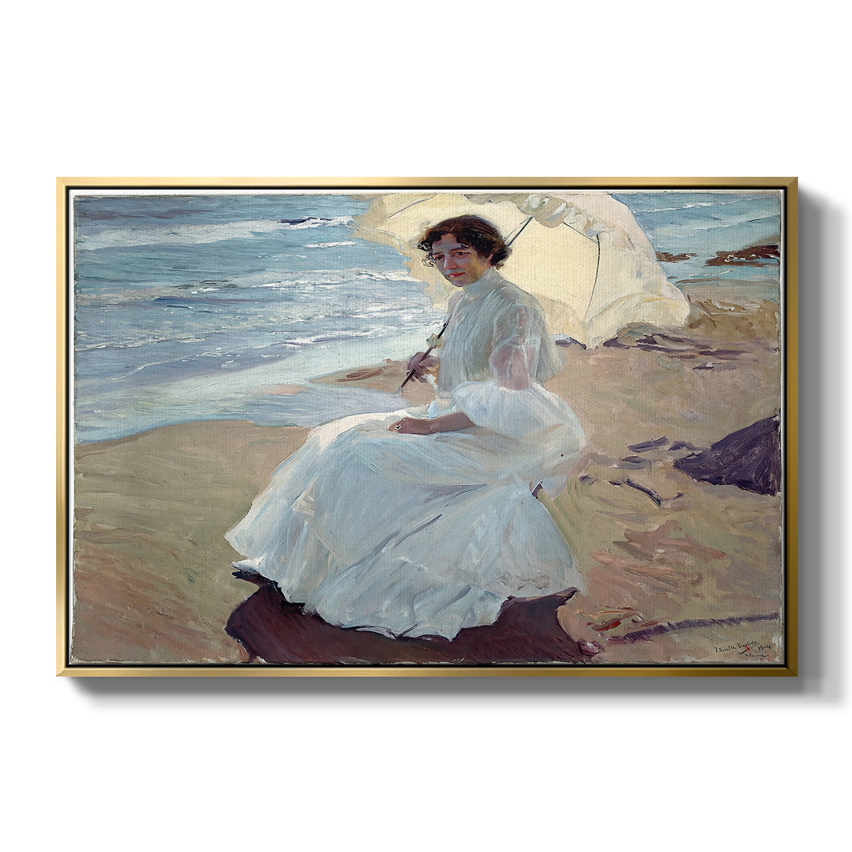 Clotilde on the Beach, 1904 - Floater Framed Canvas Print