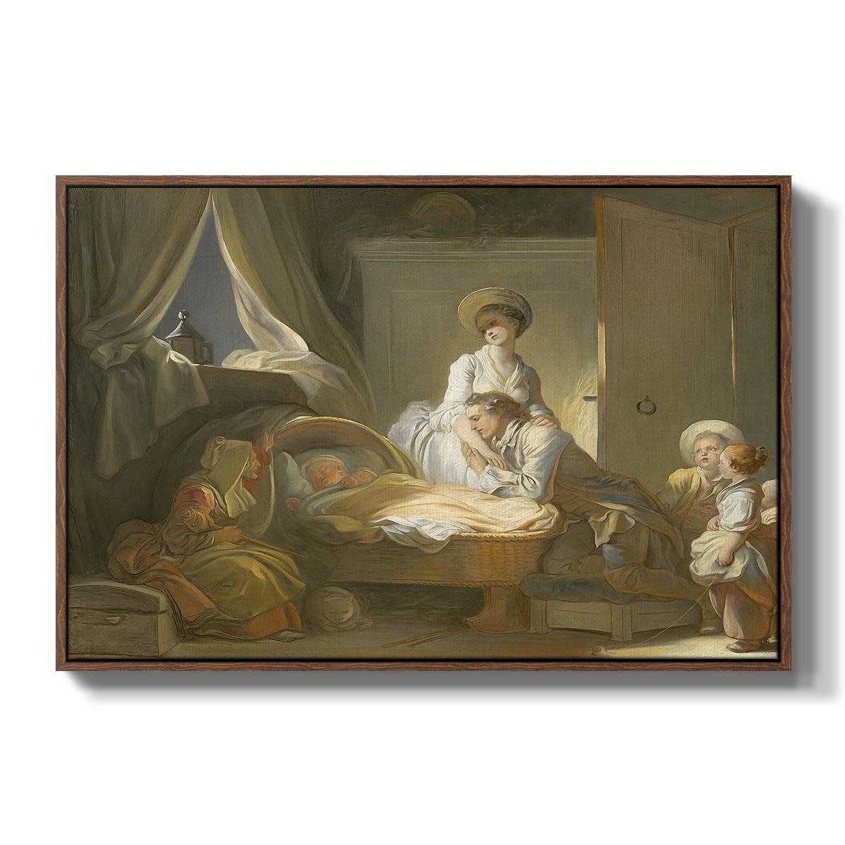 The Visit to the Nursery, c. 1775 - Floater Framed Canvas Print